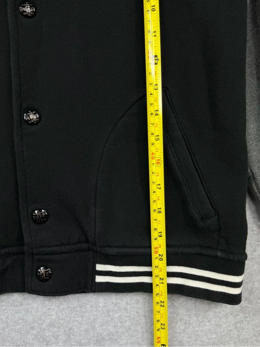 Polo Ralph Lauren Hooded Fleece Varsity Jacket Black Grey Kids Size Large 14/16